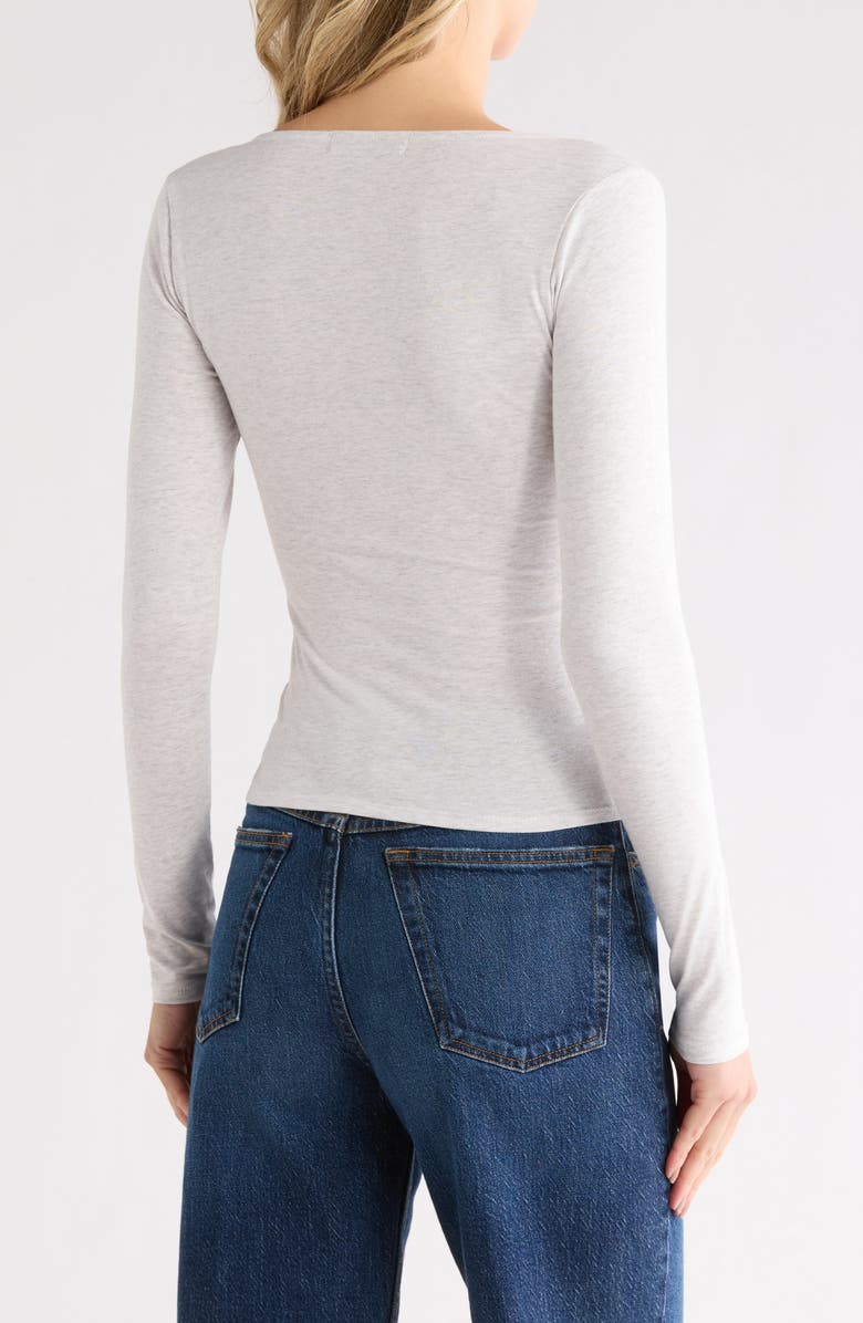 Madden Girl Twist Front Long Sleeve Top, Alternate, color, Cloud Heather