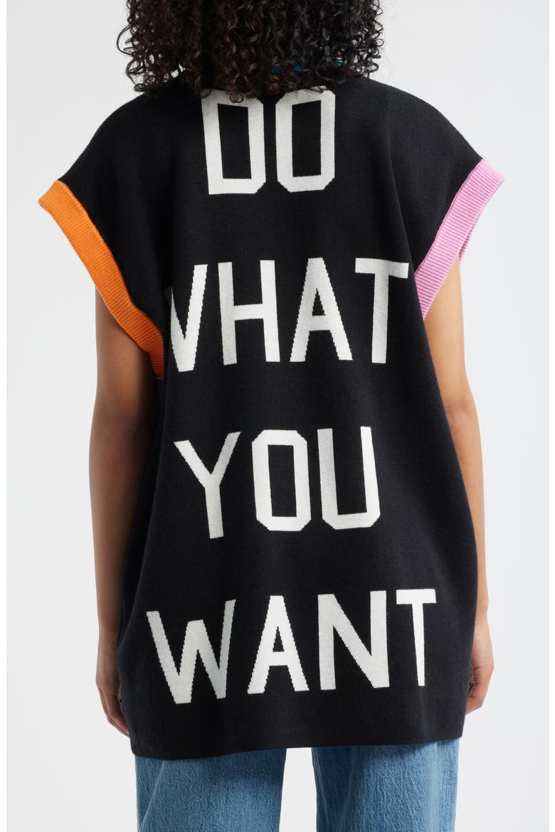 Do What You Want Oversize Sweater Vest, Alternate, color, BLACK