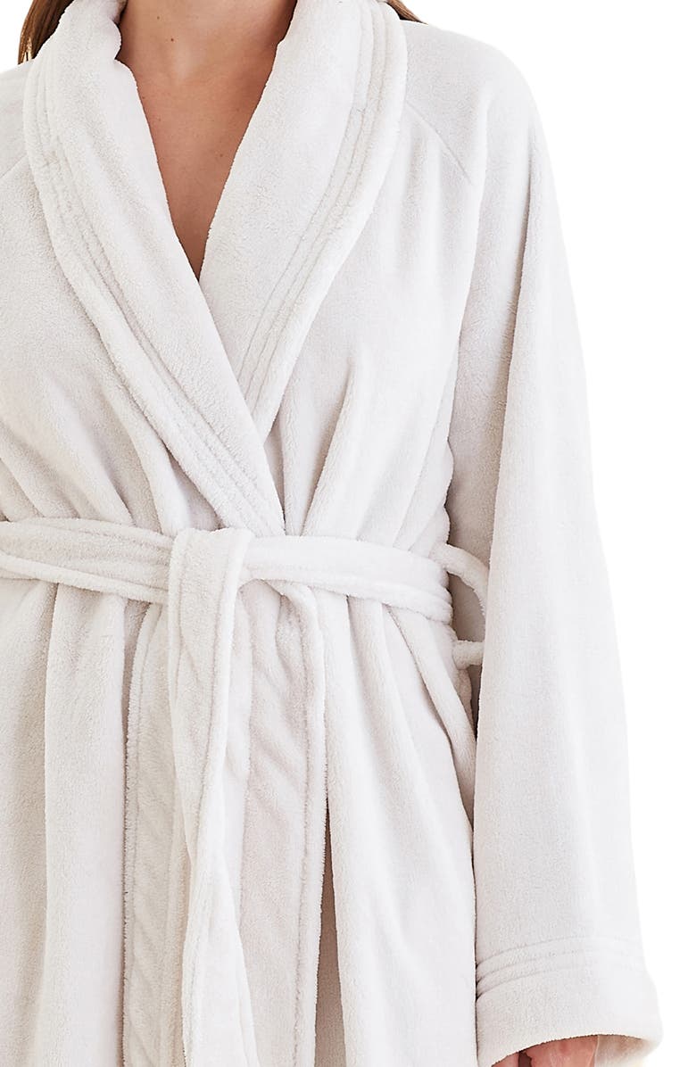 Papinelle Long Plush Robe, Alternate, color, Ecru