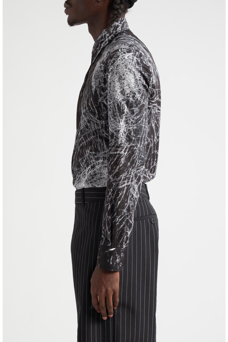 Harness Smashed Screen Print Button-Up Shirt, Alternate, color, BLACK