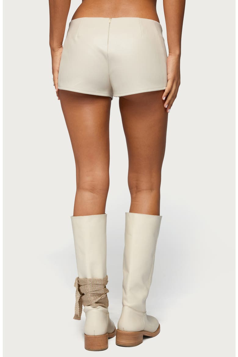 Wilde Lace-Up Faux Leather Shorts, Alternate, color, OFF-WHITE
