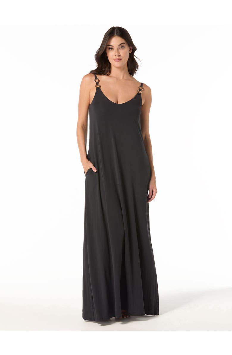 Carmen Marc Valvo A-Line Dress Coverup, Main, color, Black