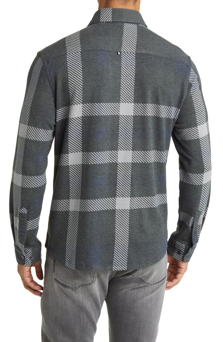 Stone Rose Big Plaid Tech Fleece Button-Up Shirt, Alternate, color, Charcoal