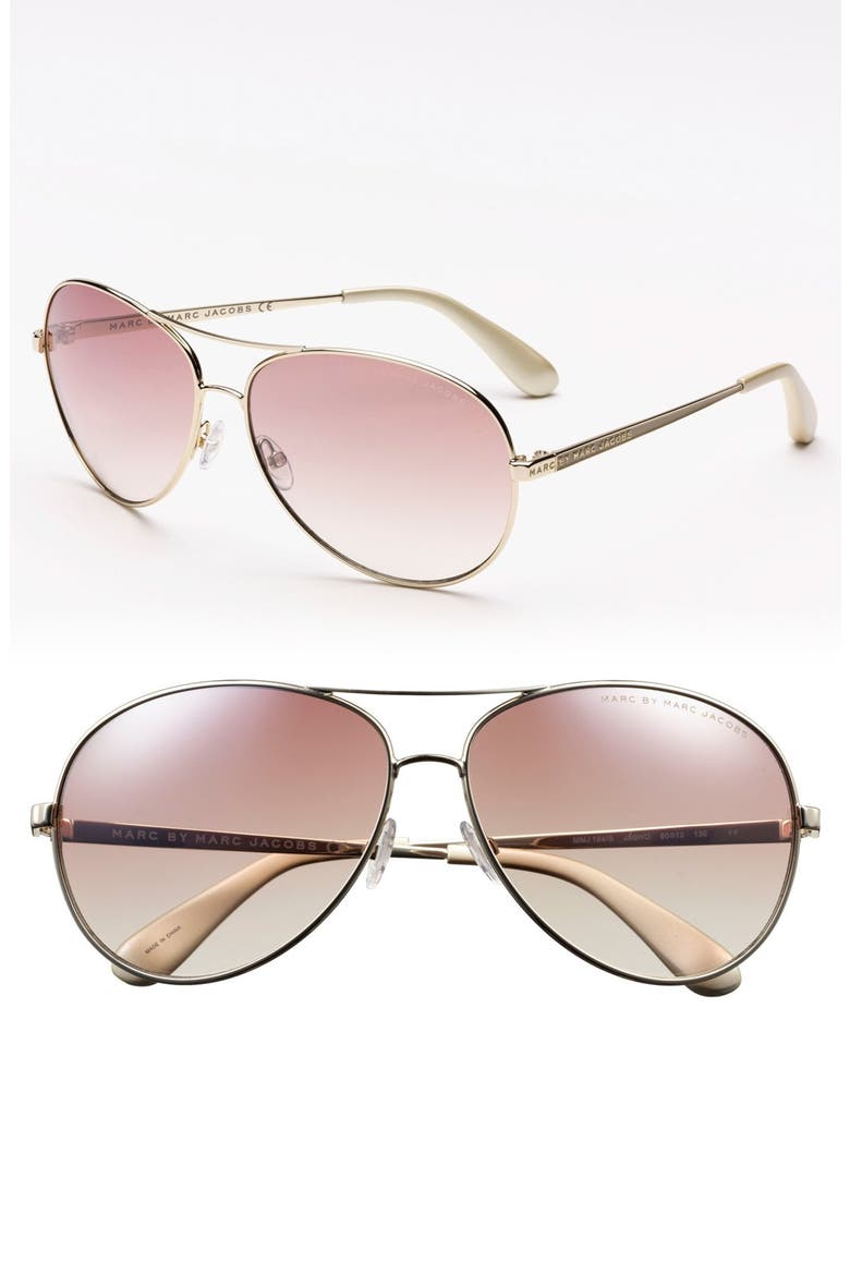 60mm Metal Aviator Sunglasses, Main, color, GOLD MIRROR