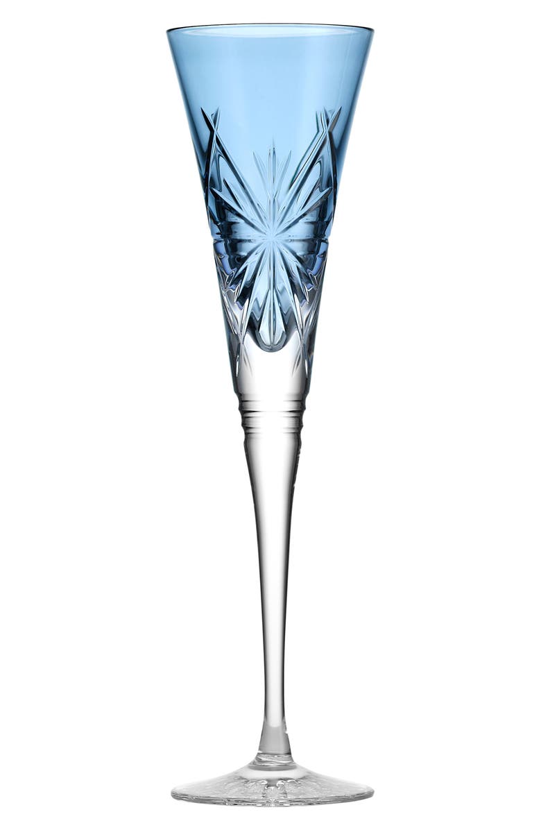 Waterford Winter Wonders Icy Blue Snowflake Set of 2 Lead Crystal Champagne Flutes, Main, color, 
