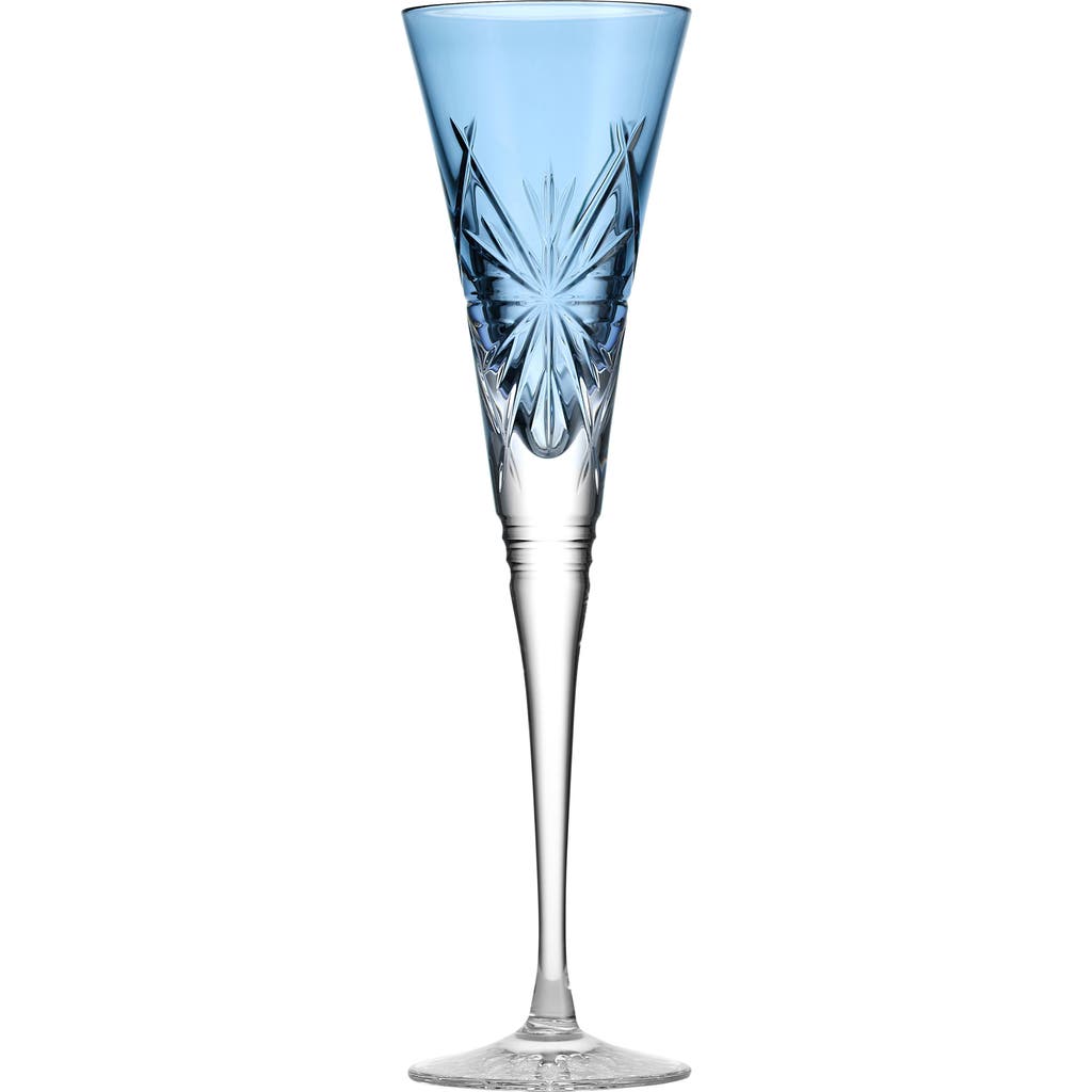 Waterford Winter Wonders Icy Blue Snowflake Set Of 2 Lead Crystal Champagne Flutes In Blue