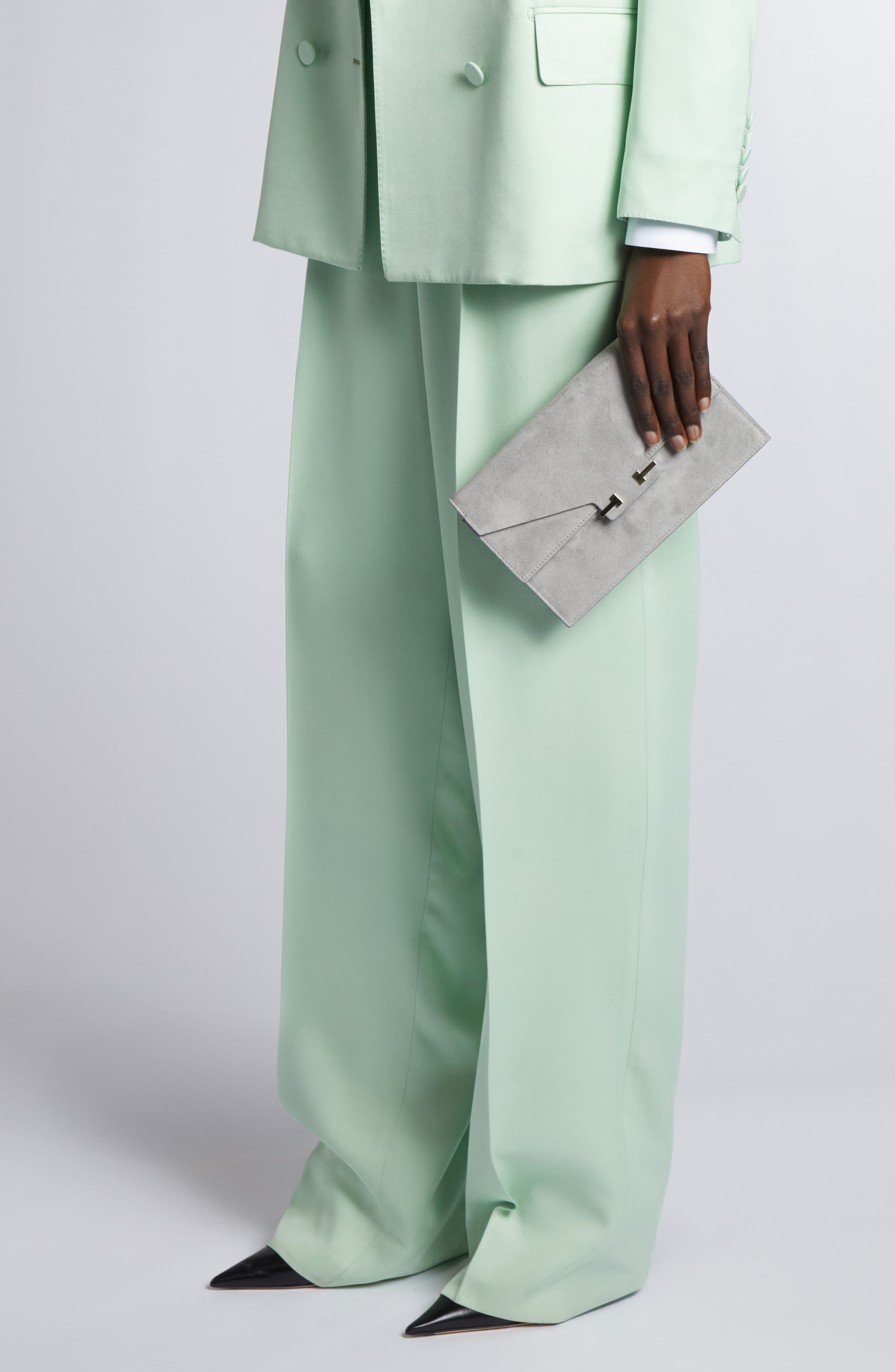 TOM FORD Mini Aube Suede Shoulder Bag, Alternate, color, Cloudburst