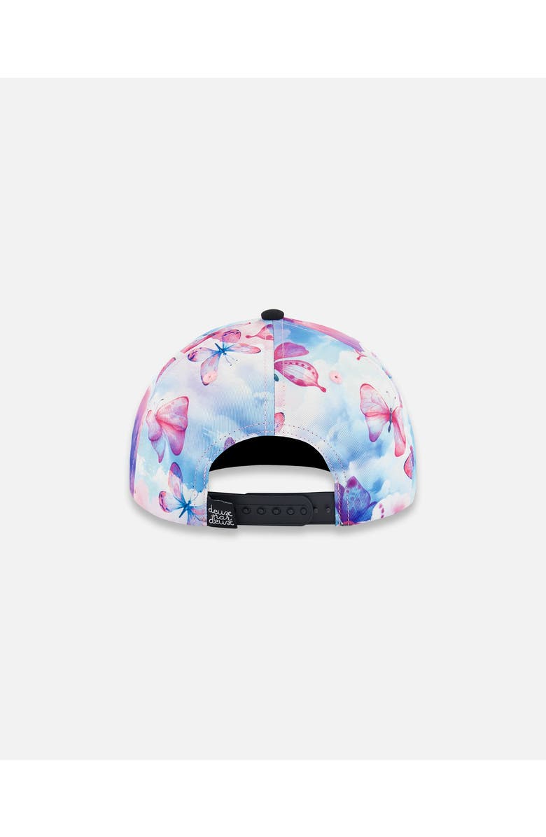 Deux par Deux Baby Girl's Printed Cap Butterflies On Multicolored And Black Background, Alternate, color,