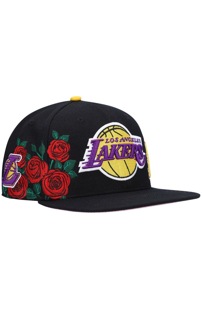 PRO STANDARD Men's Pro Standard Black Los Angeles Lakers Roses Snapback Hat, Alternate, color, 