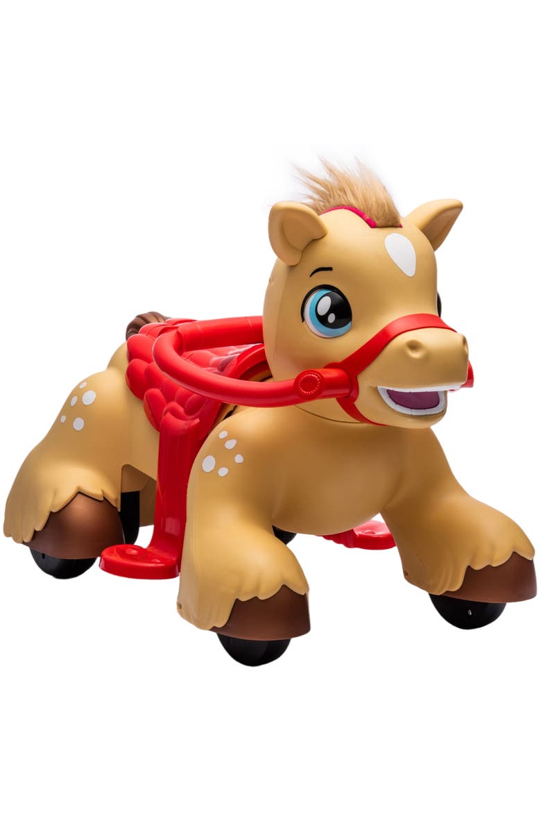Qaba 12V Ride On Horse Toy Battery Powered Ride on Toy with Carrot Toy Comb and Sound Electric Rocking Horse for Toddlers, Main, color, Brown