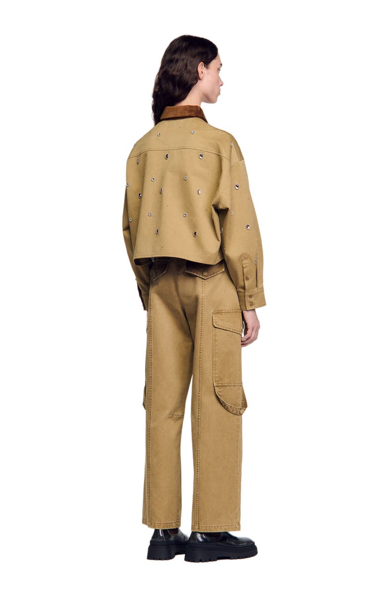 SANDRO Rhinestone cropped shirt, Alternate, color, 