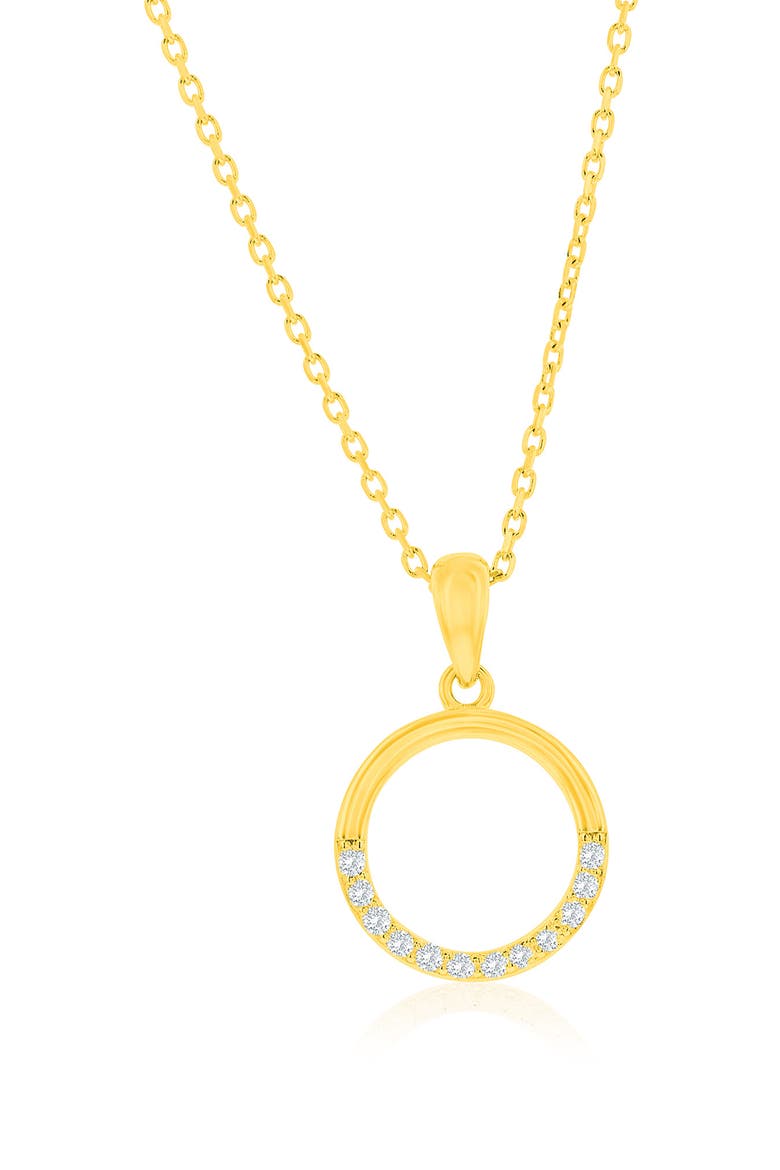 Cubic Zirconia Circle Stud Earrings & Pendant Necklace Set, Alternate, color, GOLD