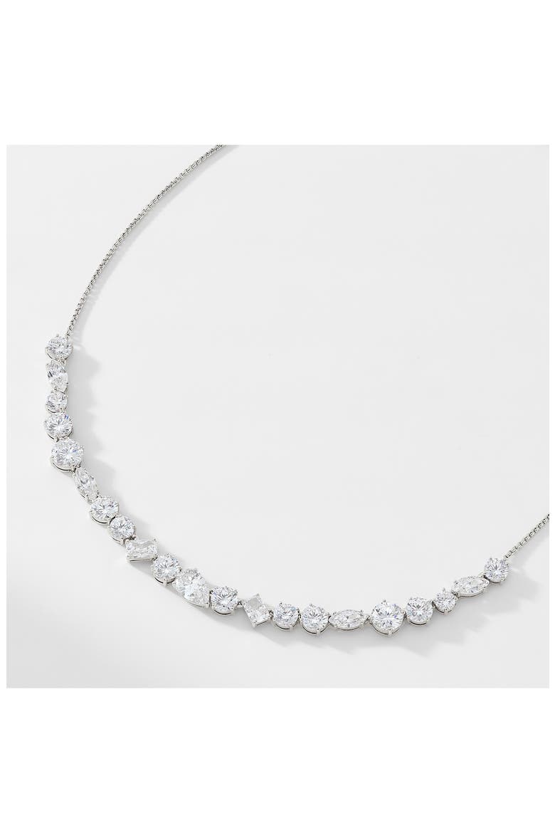 Large Cubic Zirconia Frontal Necklace, Alternate, color, RHODIUM