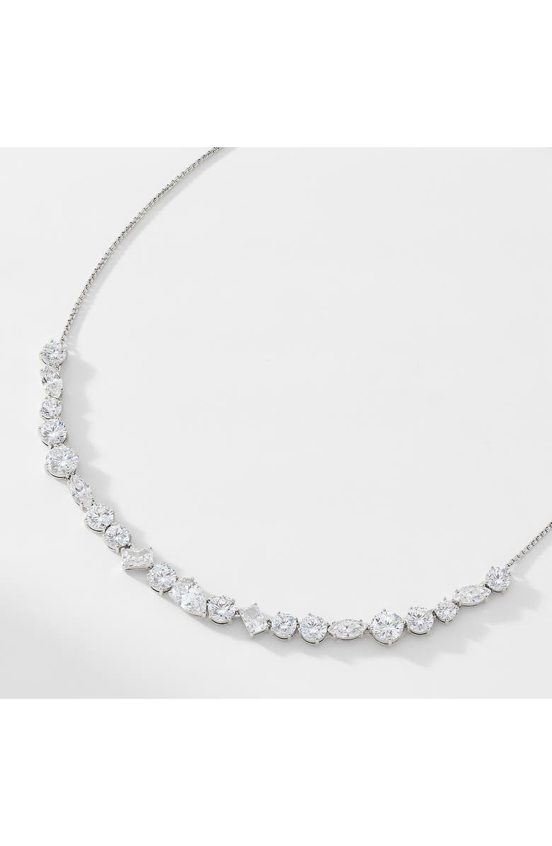 Nadri Large Cubic Zirconia Frontal Necklace, Alternate, color, Rhodium