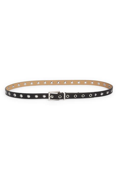 Thin Eyelet Recycled Leather Belt