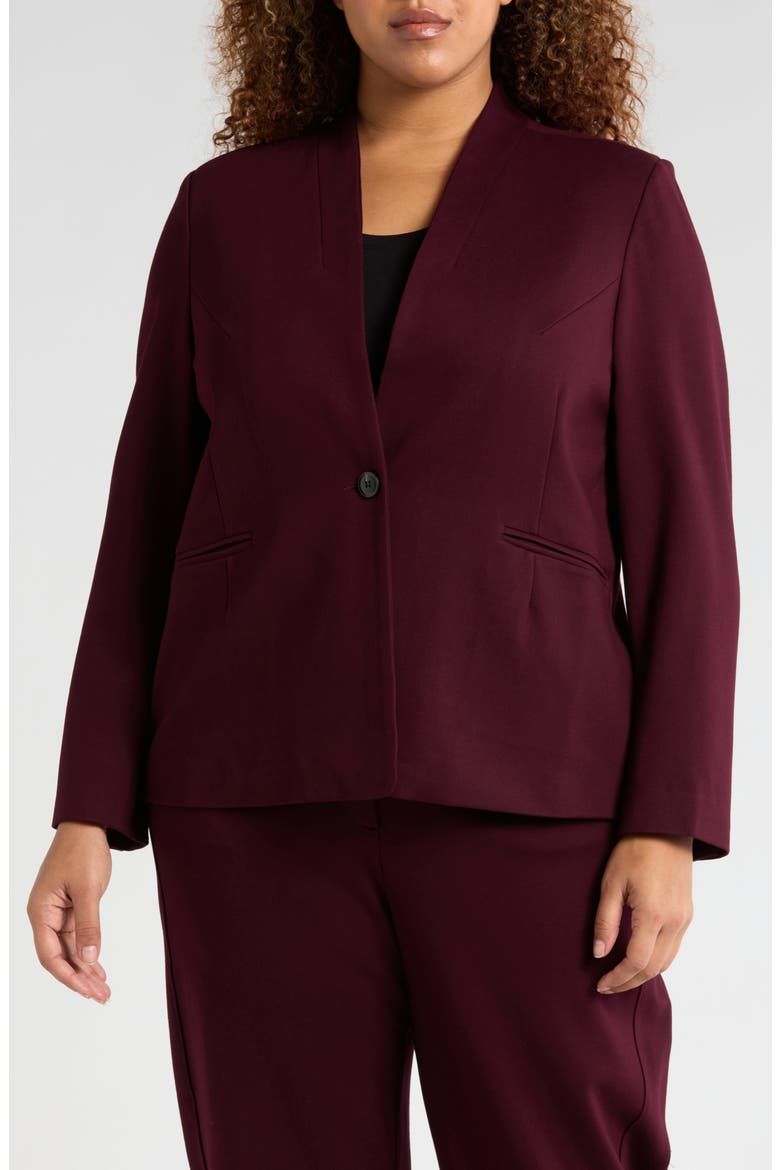 Lennox Padded Shoulder Stretch Ponte Blazer, Alternate, color, BLACK CHERRY