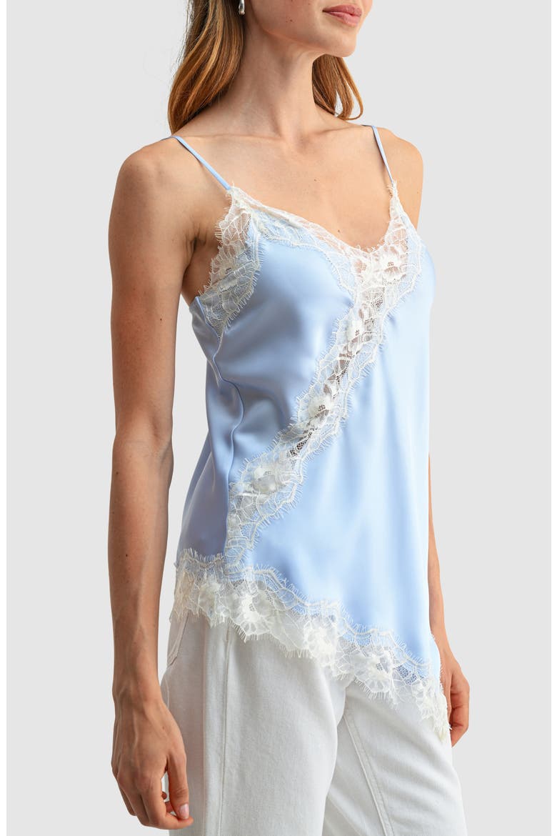 Lace Trim Asymmetrical Camisole, Alternate, color, LIGHT BLUE