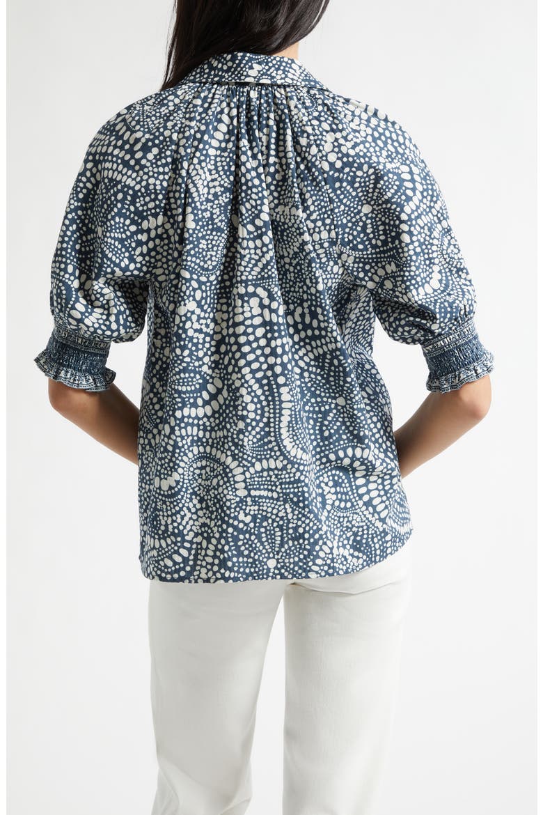 Freya Cotton Button-Up Shirt, Alternate, color, NAVY DOT