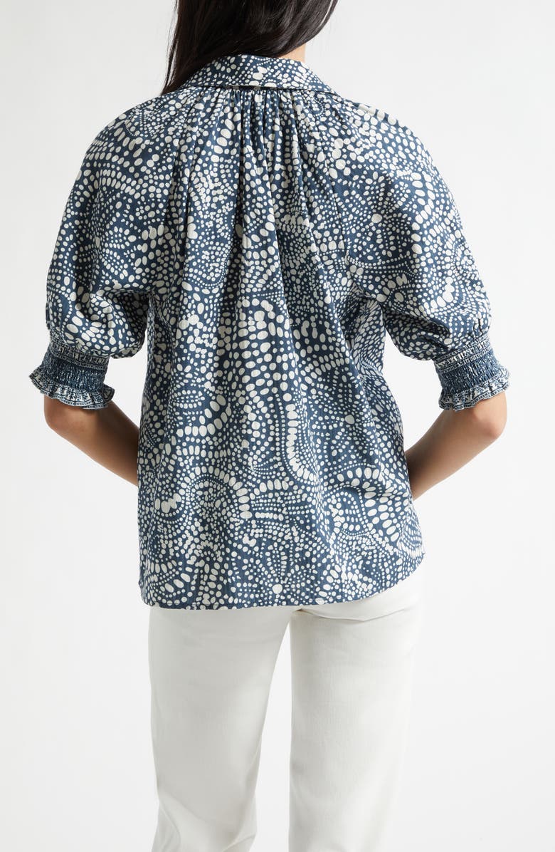 Ramy Brook Freya Cotton Button-Up Shirt, Alternate, color, Navy Dot