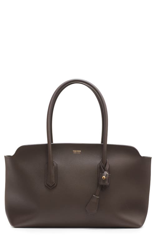 Tom Ford Large Alexander Leather Tote In Brown