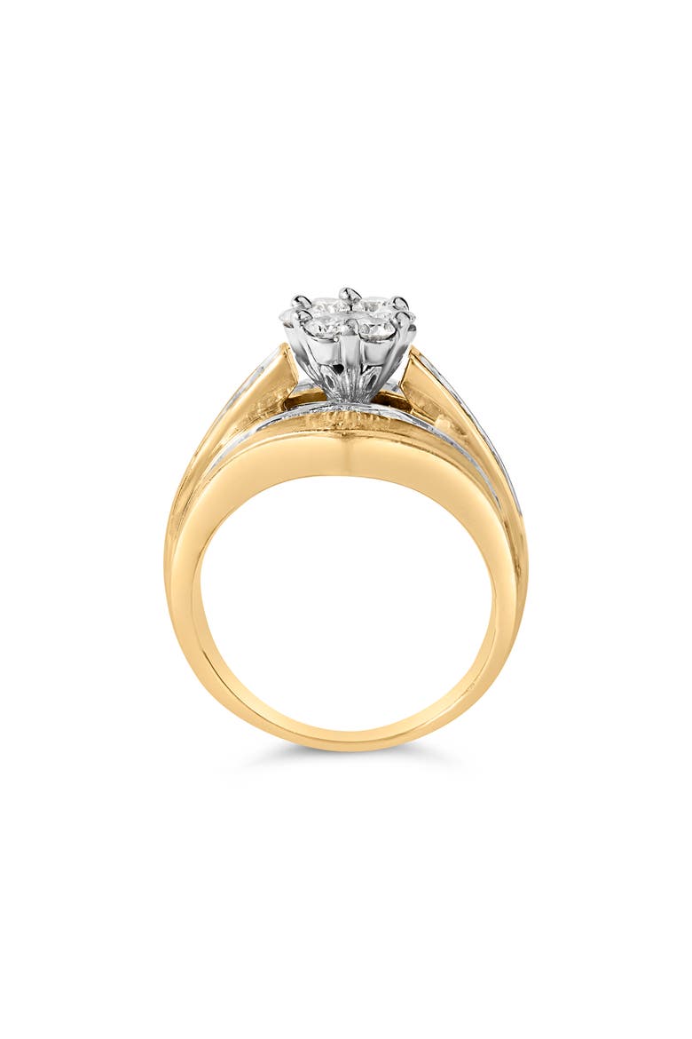 14K Yellow Gold 2-1/3 Ctw Diamond Cluster Channel Set Chevron Shaped Engagement Ring, Alternate, color, Yellow Gold