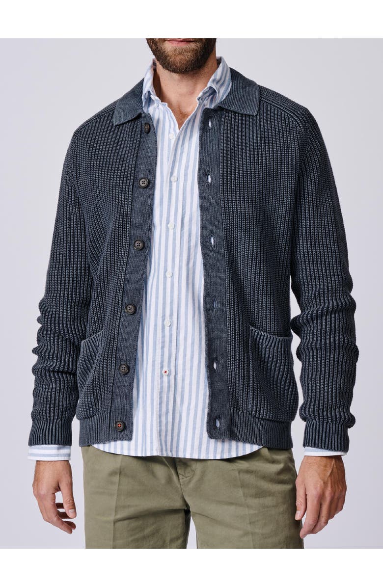 Aubin Martin Long Sleeve Collared Cardigan, Alternate, color, Navy