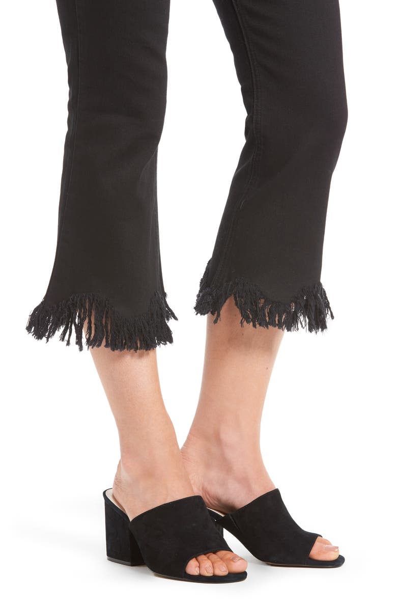 MOON RIVER Frayed Hem High Rise Crop Jeans, Alternate, color, 