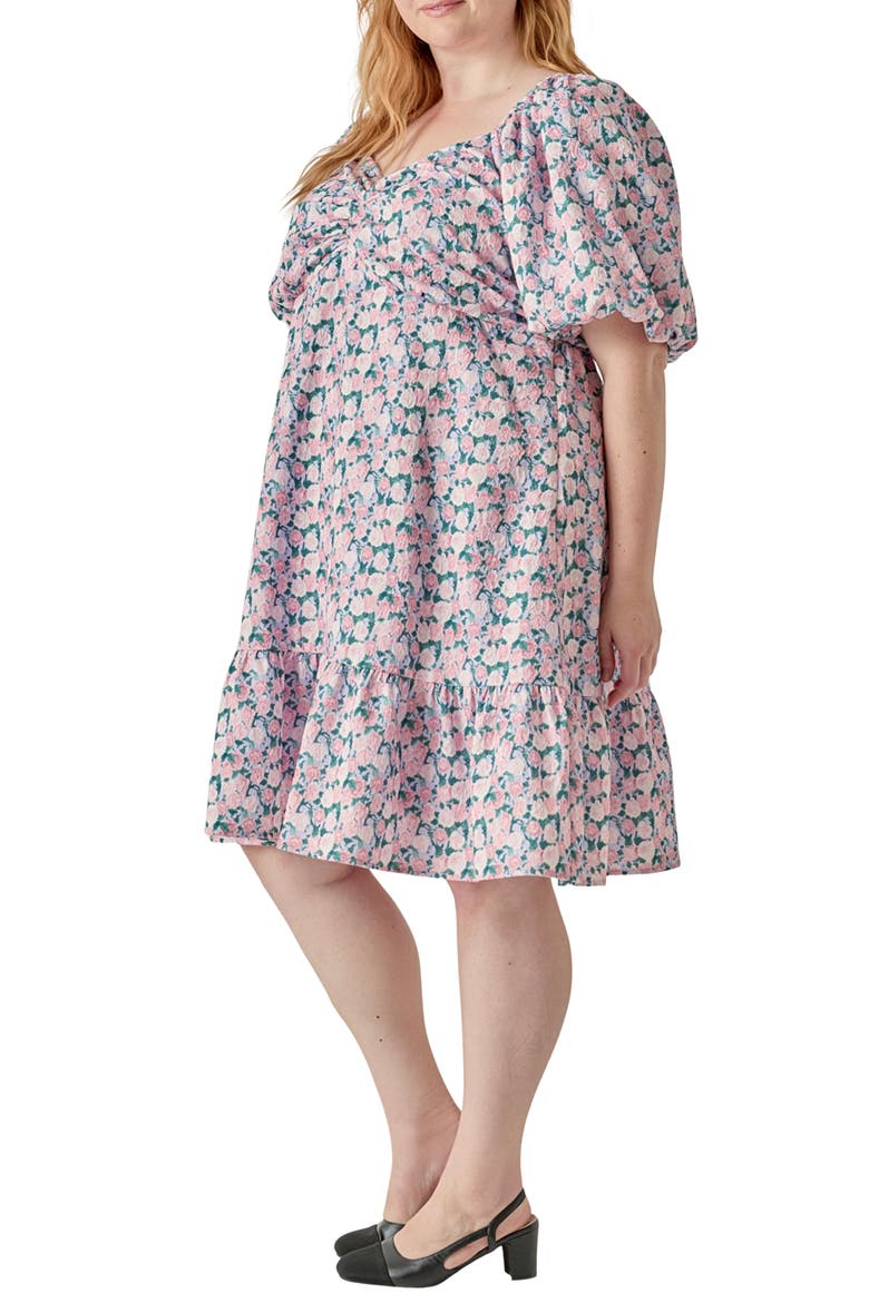 Floral Puff Sleeve Minidress, Alternate, color, LILAC PINK