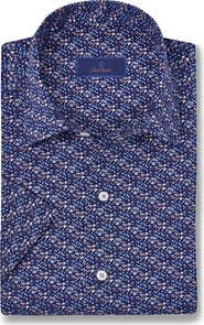 David Donahue Linen & Cotton Short Sleeve Sport Shirt