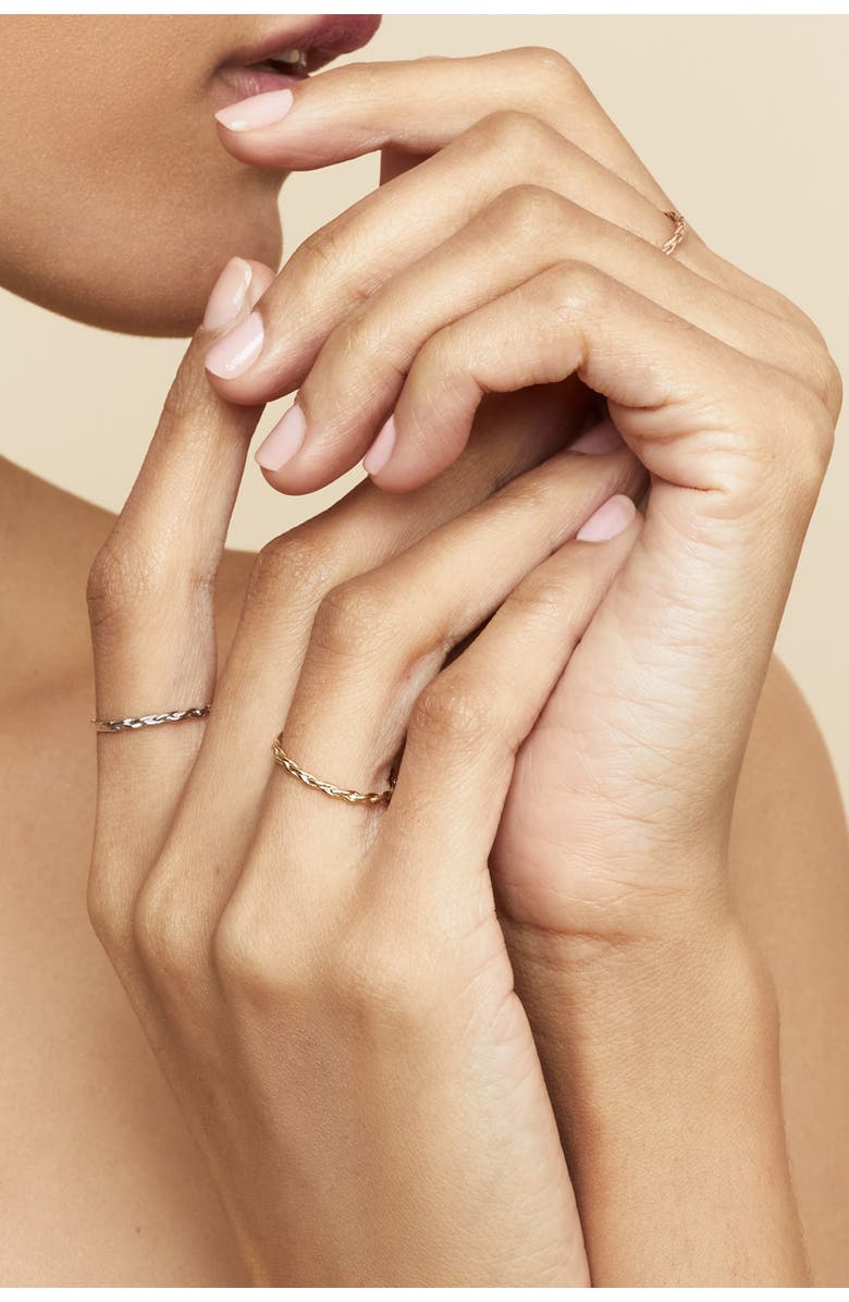 Oradina 14K Gold Caesar Stack Ring, Alternate, color, White Gold