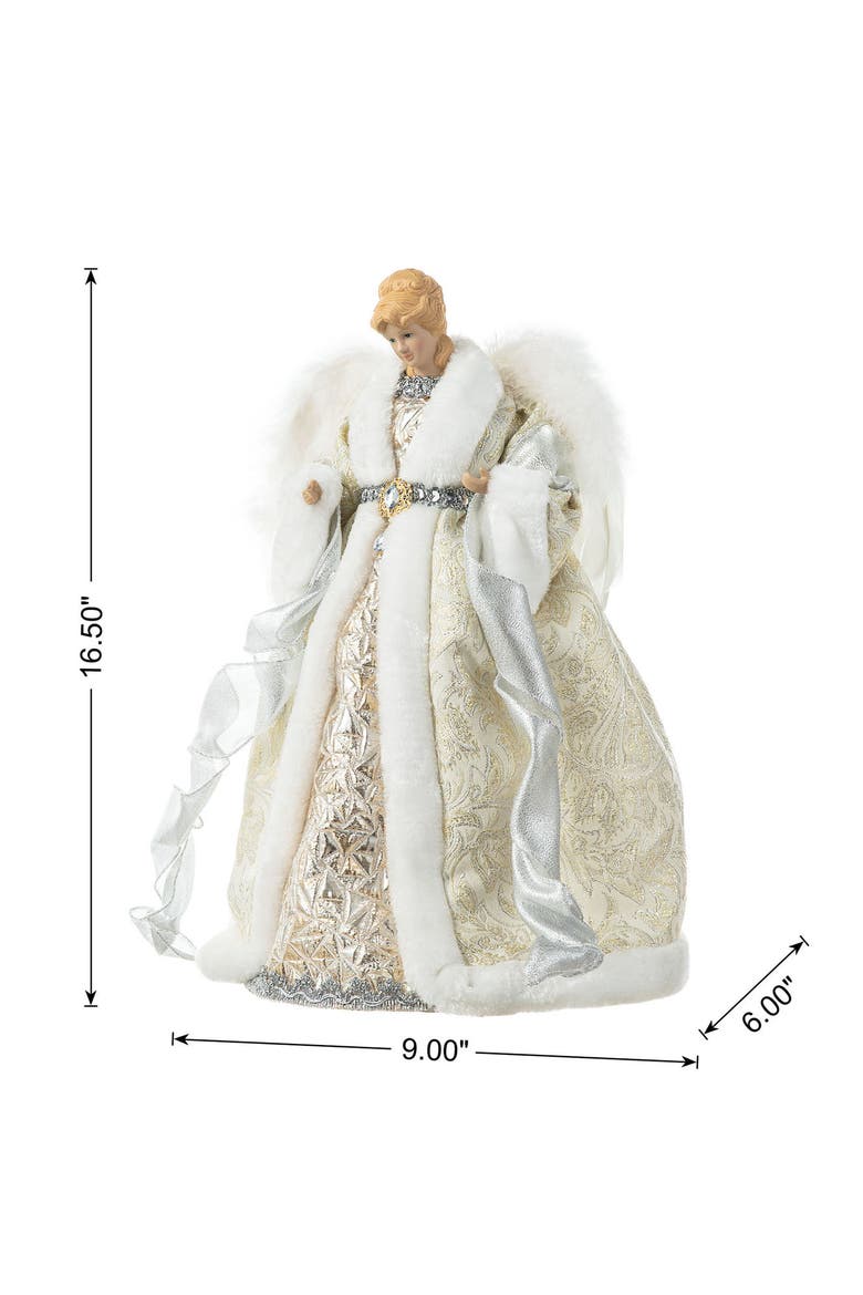 16"H Faux Fur Christmas Angel Tree Top, Alternate, color, White