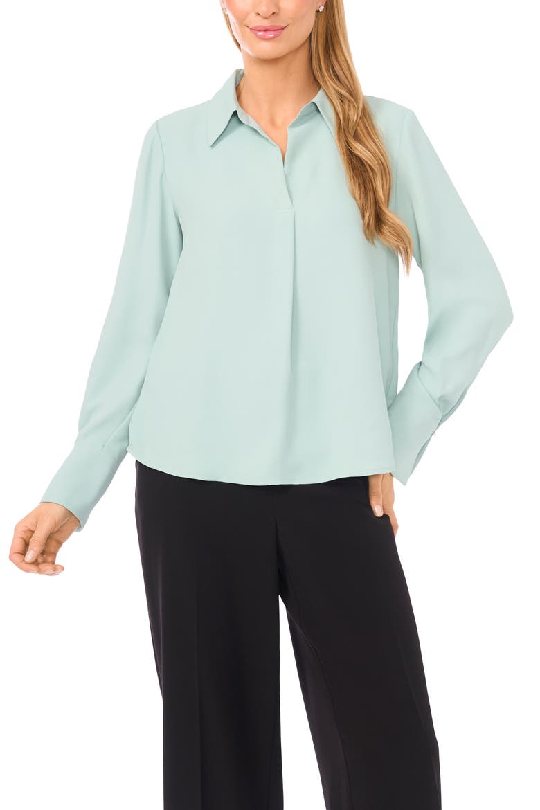 Split Cuff Button-Up Top, Main, color, AQUA MALIGNE