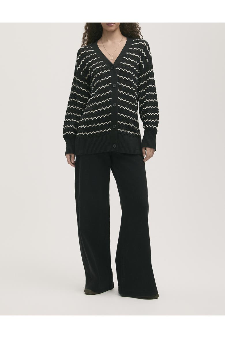 Alena V-Neck Crochet Cardigan, Alternate, color, Black