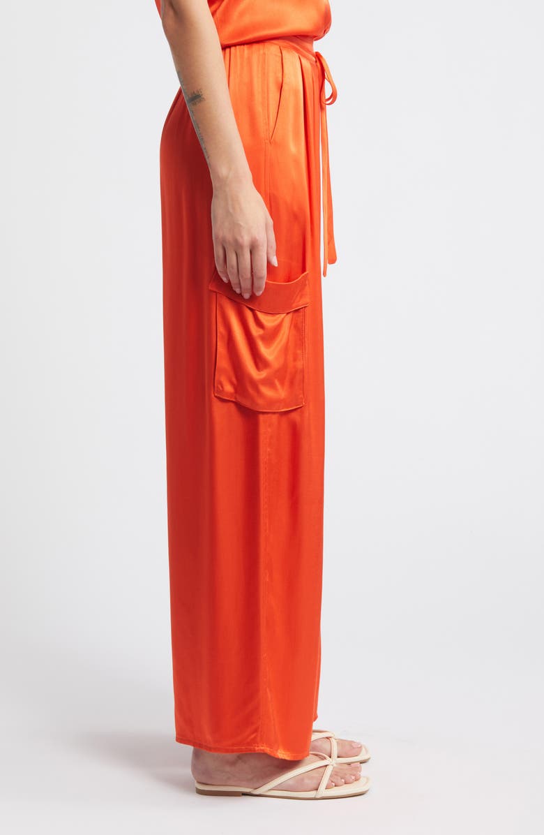 Nation LTD Romeo Fluid Satin Cargo Pants, Alternate, color, Fiesta