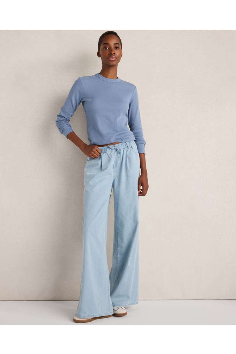 Organic Cotton Denim Wide Leg Pants, Main, color, Light Wash Denim