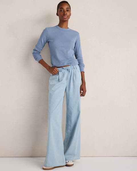 Organic Cotton Denim Wide Leg Pants