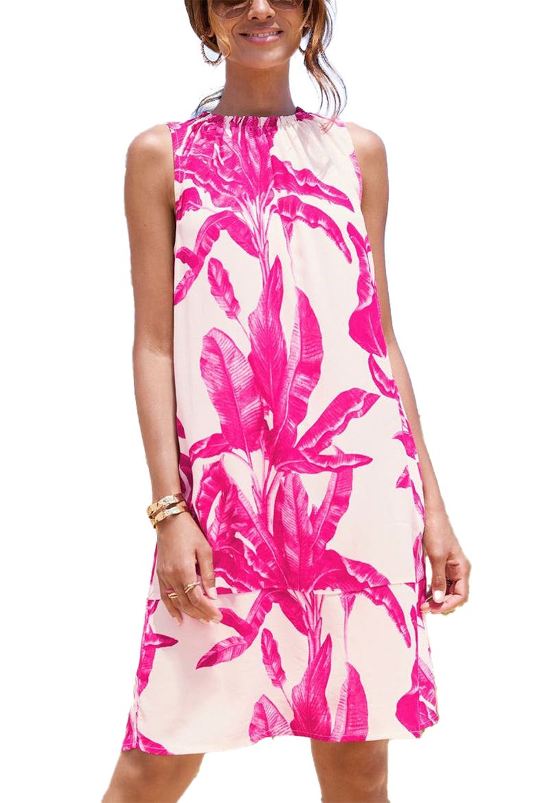 Tropical Print Shift Dress, Main, color, Ivory Pink
