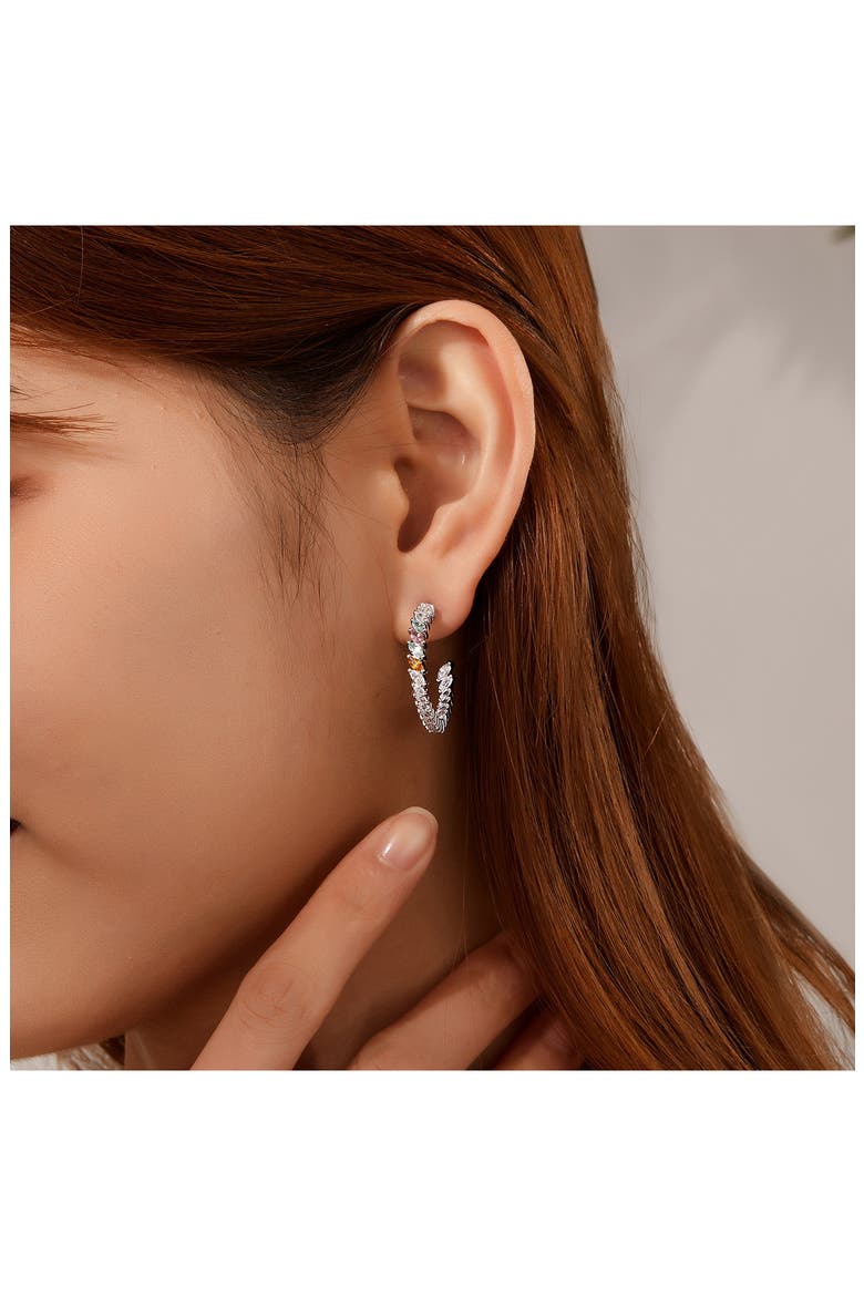 Simulated Diamond & Created Sapphire Inside Out Hoop Earrings, Alternate, color, SILVER MULTI