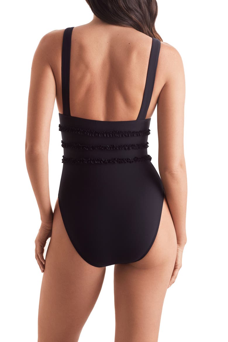 Sonny Ruffle One-Piece Swimsuit, Alternate, color, BLACK
