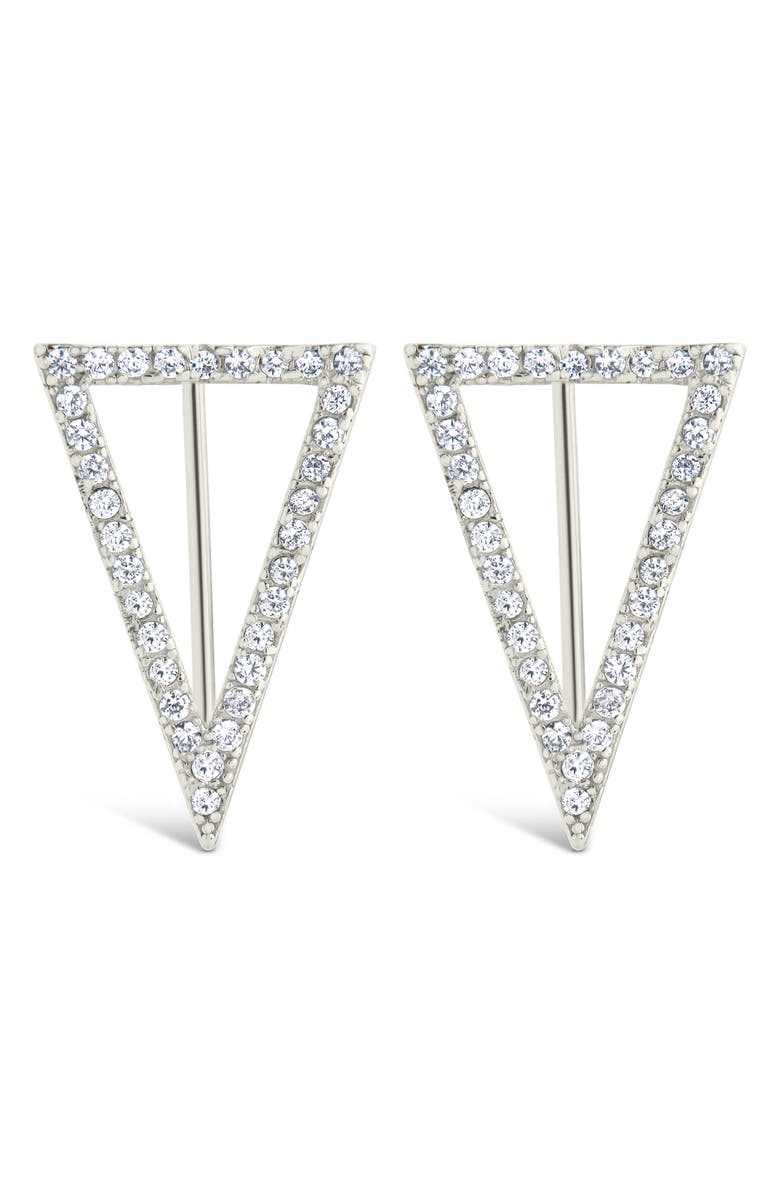 Sterling Forever Janine Cubic Zirconia Geometric Threader Earrings, Alternate, color, Silver