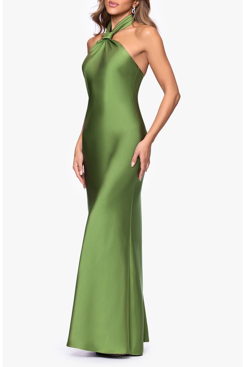 Satin Halter Dress, Alternate, color, MOSS