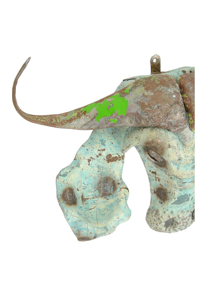 Buffalo Animal Mask - Recycled Metal Wall Art, Alternate, color, Grey