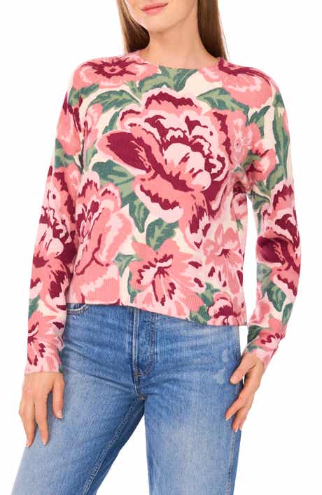 CeCe Floral Jacquard Sweater
