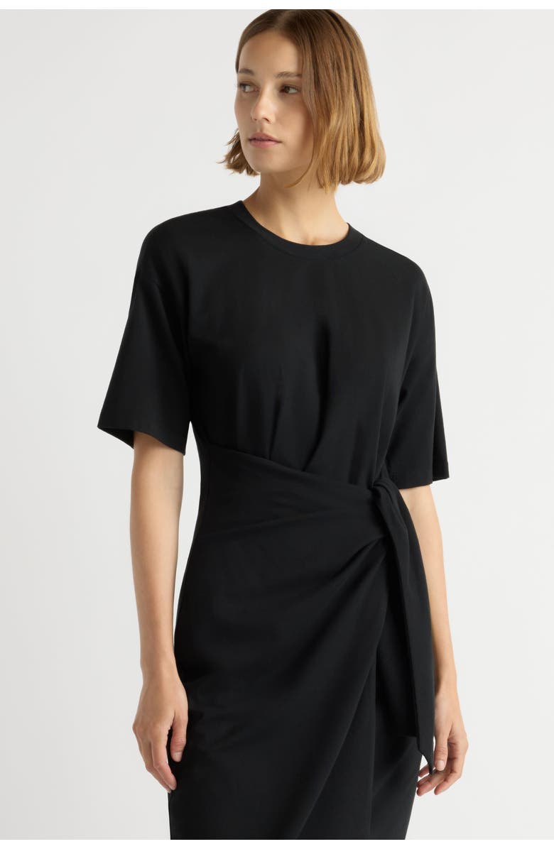 Modern Citizen Noa Organic Cotton T-Shirt Wrap Dress, Alternate, color, Black
