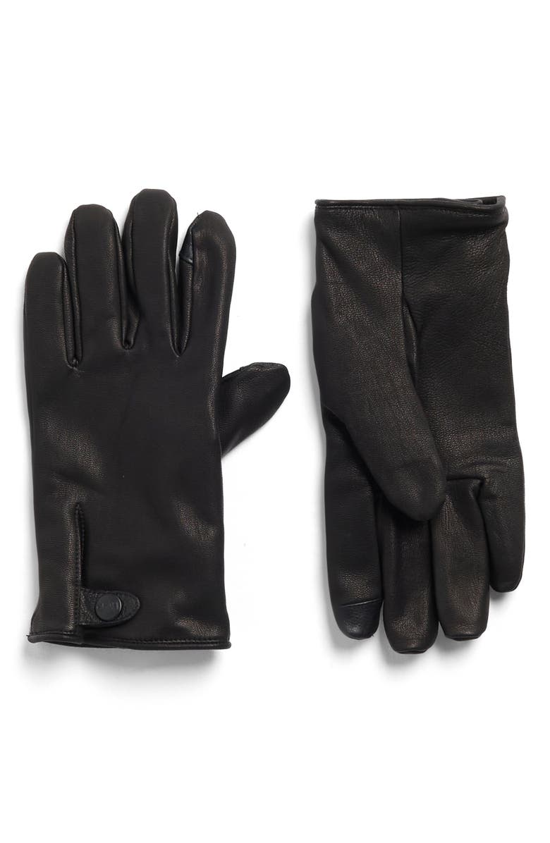 UGG<sup>®</sup> Tabbed Splice Vent Leather Gloves, Main, color,