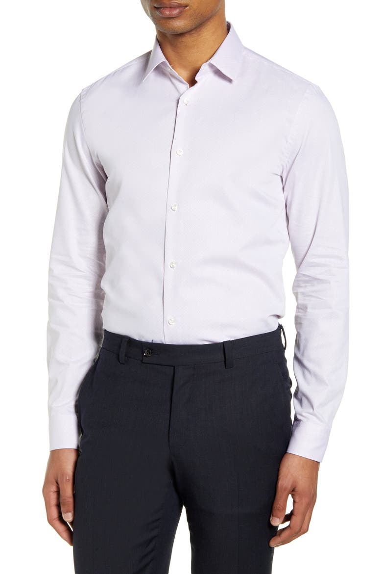 Slim Fit Diamond Dress Shirt, Main, color, DARK PINK