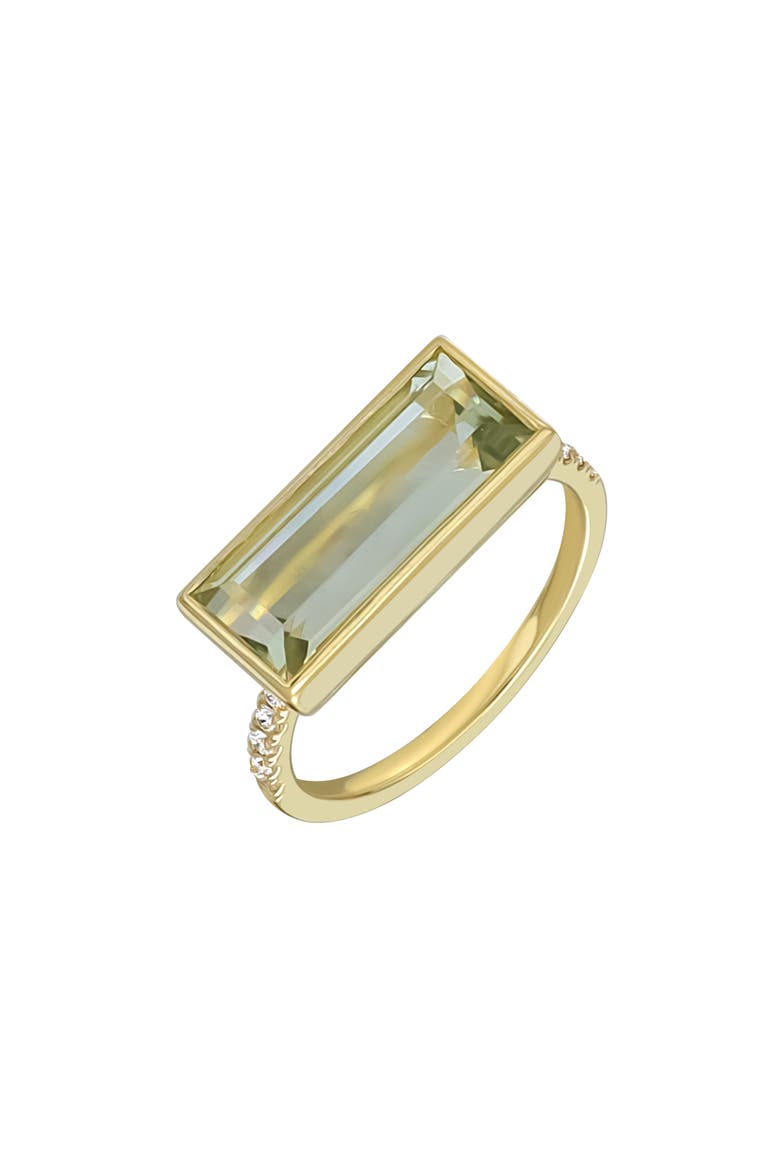Baguette Statement Ring (Nordstrom Exclusive), Main, color, 18K YELLOW/GREEN AMETHYST