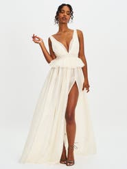 Miss Circle Calleigh Flare Beaded Belt Maxi Gown