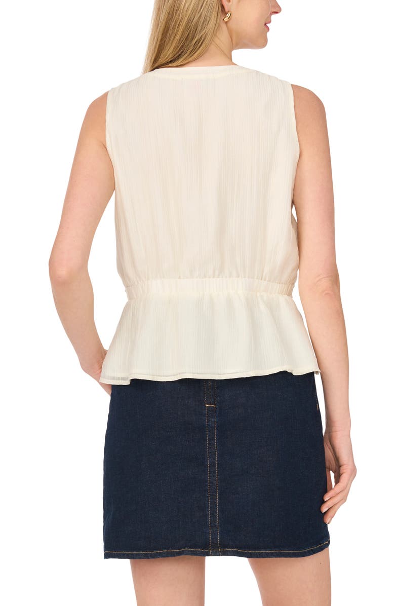 Vince Camuto Lace Trim Button-Up Peplum Tank, Alternate, color, New Ivory