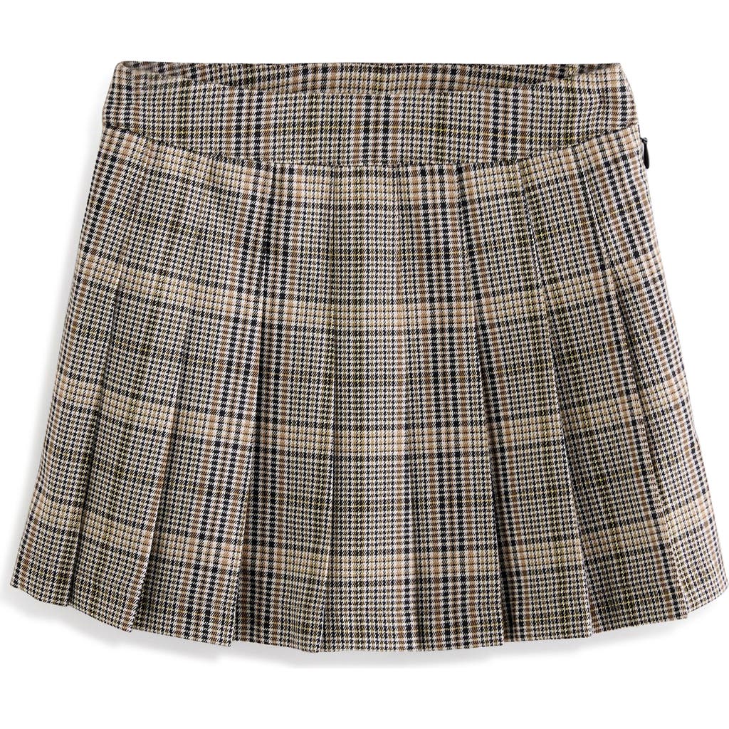 NEXT Kids' Glen Plaid Pleated Skirt in Grey